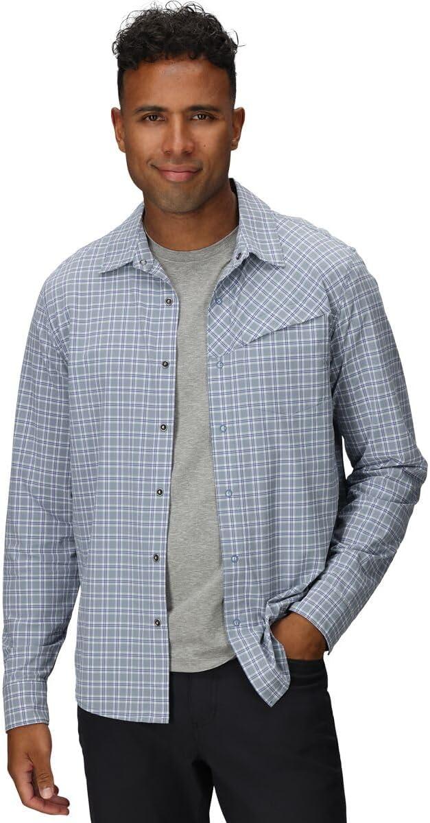 imageMens Astroman Long Sleeve Sun ShirtGalactic Plaid