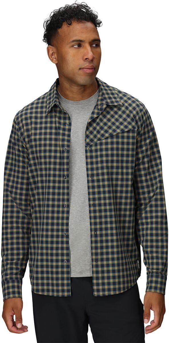 imageMens Astroman Long Sleeve Sun ShirtGold Nebula Plaid