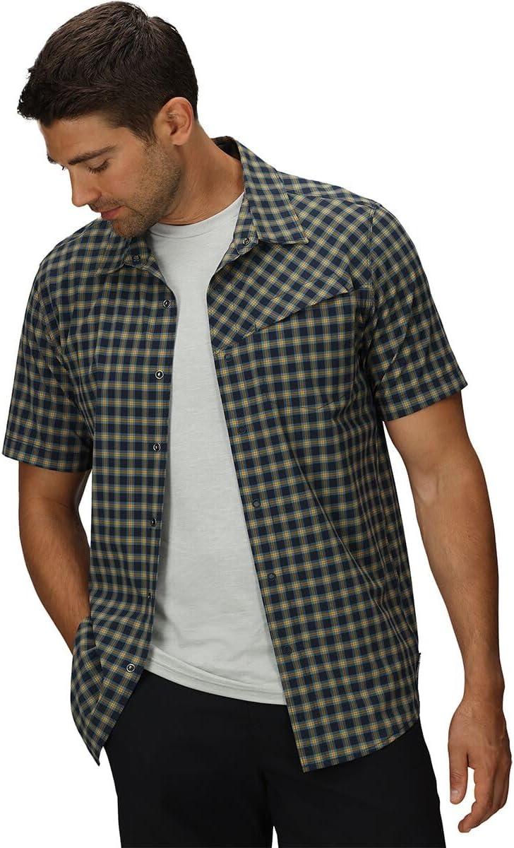 imageMens Astroman Short Sleeve Sun ShirtGold Nebula Plaid