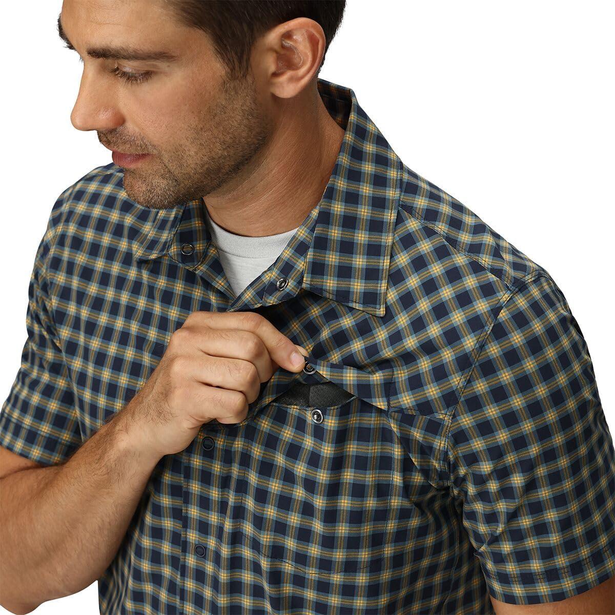 imageMens Astroman Short Sleeve Sun ShirtGold Nebula Plaid