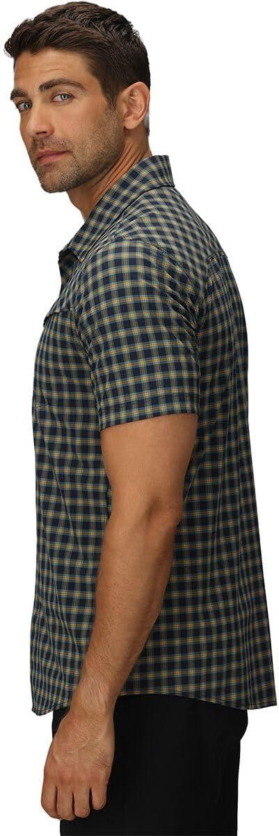 imageMens Astroman Short Sleeve Sun ShirtGold Nebula Plaid