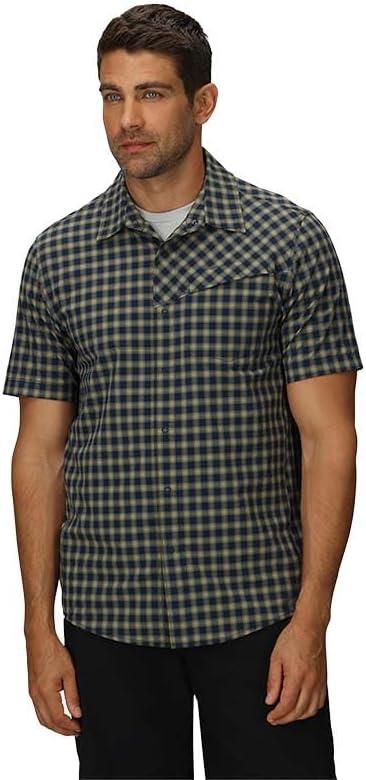 imageMens Astroman Short Sleeve Sun ShirtGold Nebula Plaid