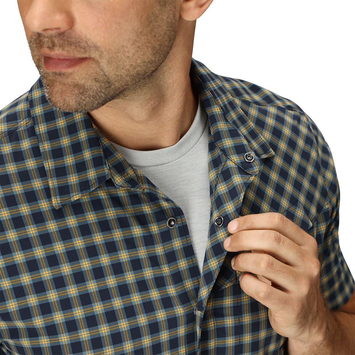 imageMens Astroman Short Sleeve Sun ShirtGold Nebula Plaid