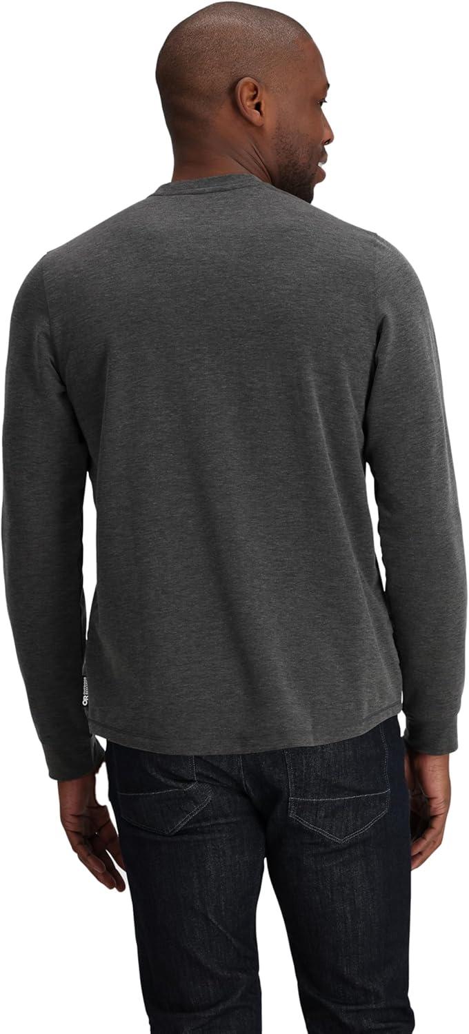 imageOutdoor Research Mens Aberdeen Long Sleeve Henley Moisture Wicking Athletic Shirt UPF 30 Sun ProtectionBlack Heather