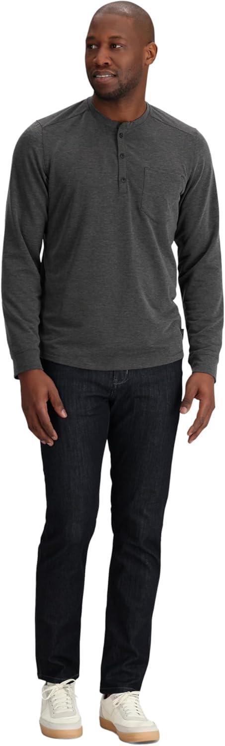 imageOutdoor Research Mens Aberdeen Long Sleeve Henley Moisture Wicking Athletic Shirt UPF 30 Sun ProtectionBlack Heather