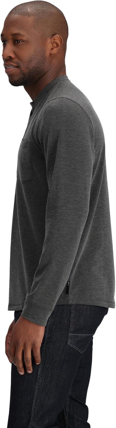 imageOutdoor Research Mens Aberdeen Long Sleeve Henley Moisture Wicking Athletic Shirt UPF 30 Sun ProtectionBlack Heather