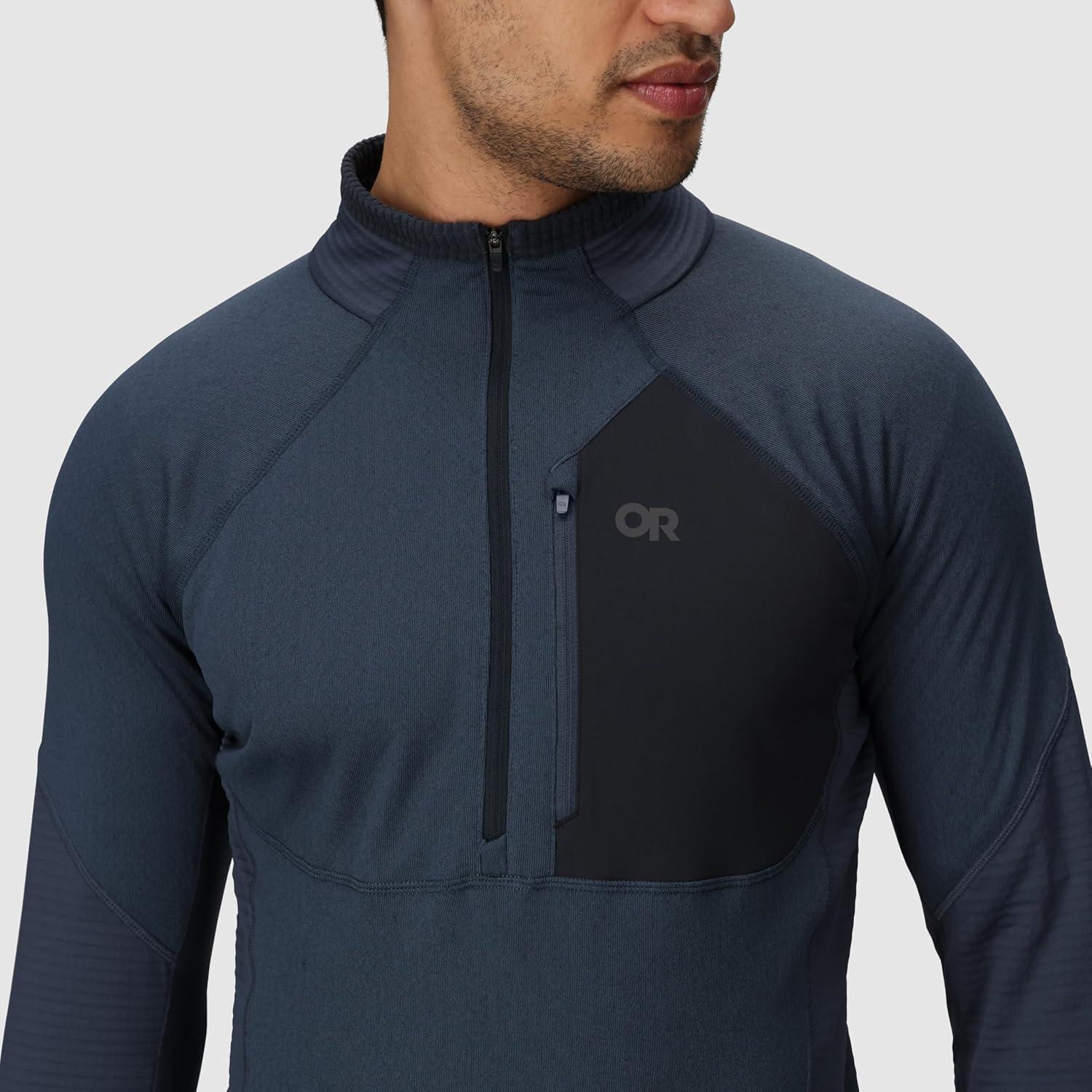 imageOutdoor Research Mens Deviator Fleece Half Zip Temperature Regulating Fabric Moisture Wicking UPF 30Atlantic