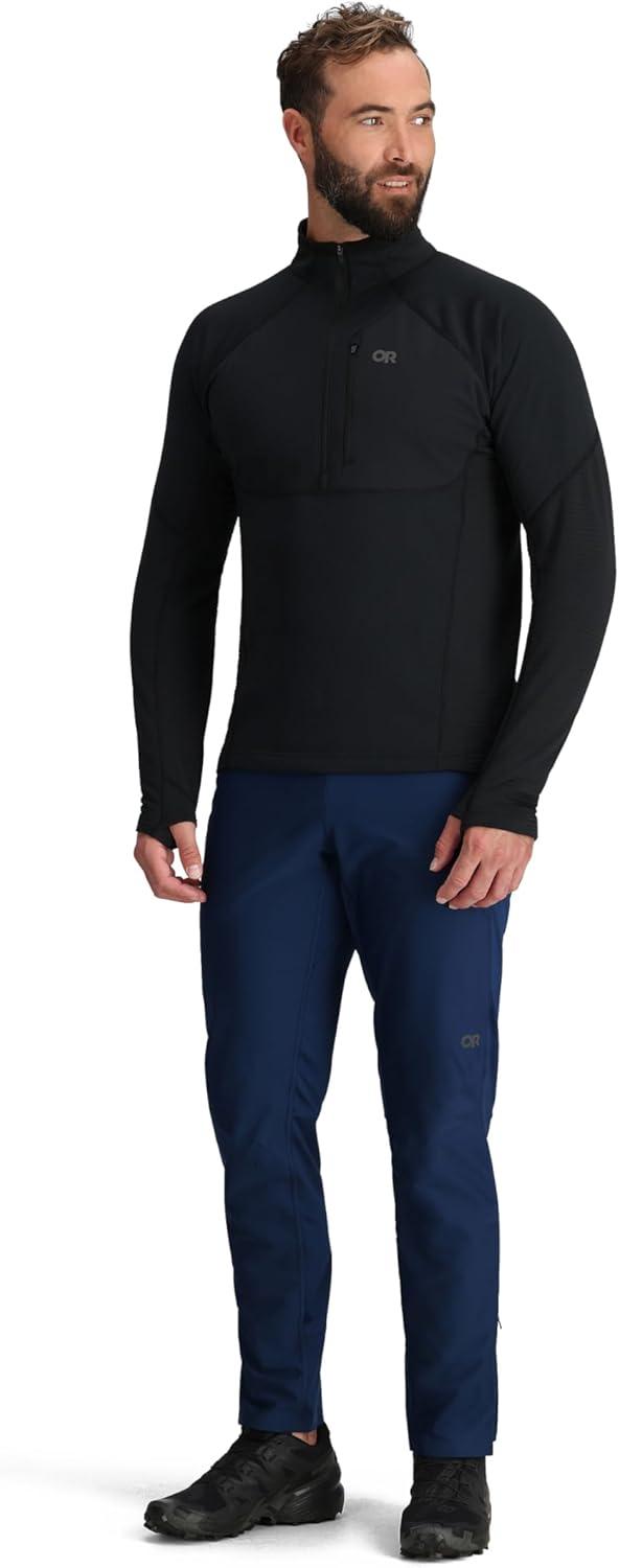 imageOutdoor Research Mens Deviator Fleece Half Zip Temperature Regulating Fabric Moisture Wicking UPF 30Black