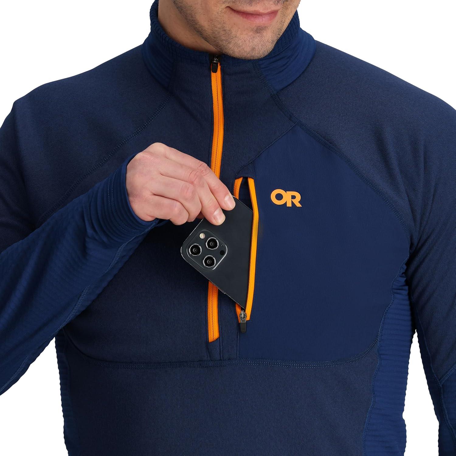 imageOutdoor Research Mens Deviator Fleece Half Zip Temperature Regulating Fabric Moisture Wicking UPF 30Cenote