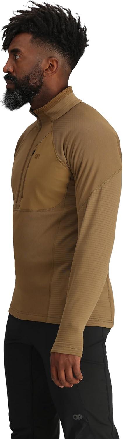 imageOutdoor Research Mens Deviator Fleece Half Zip Temperature Regulating Fabric Moisture Wicking UPF 30Coyote