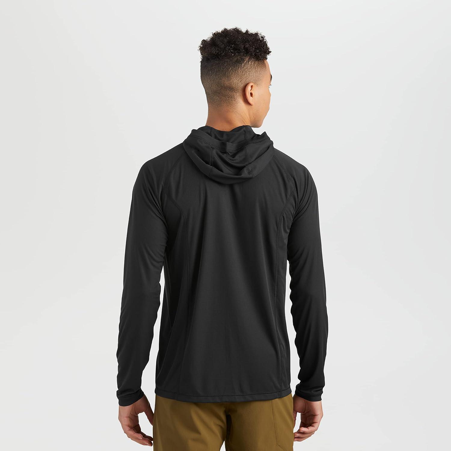 imageOutdoor Research Mens Echo Hoodie Lightweight UPF 15 Sun Shirt MoistureWicking Odor Control BreathableBlack