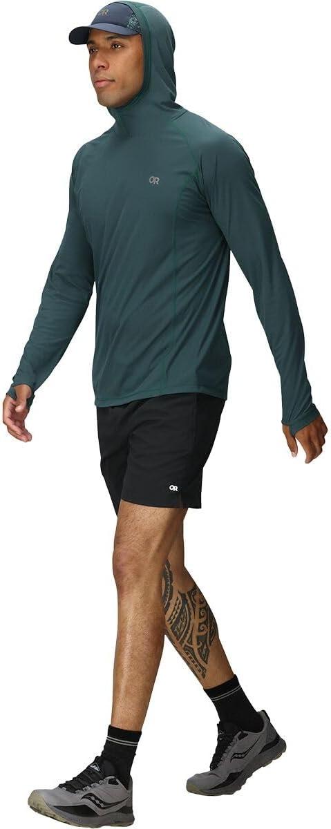 imageOutdoor Research Mens Echo Hoodie Lightweight UPF 15 Sun Shirt MoistureWicking Odor Control BreathableDouglas Fir