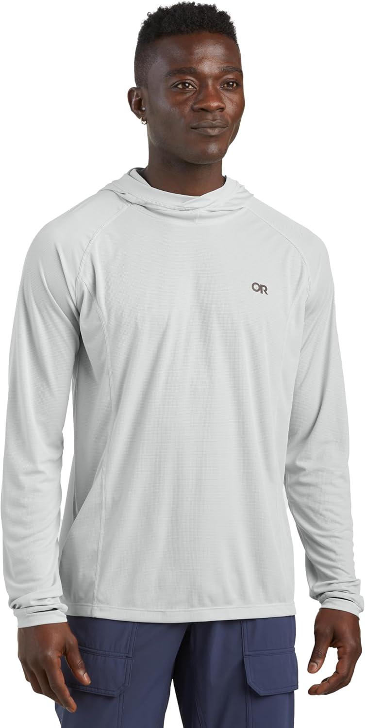 imageOutdoor Research Mens Echo Hoodie Lightweight UPF 15 Sun Shirt MoistureWicking Odor Control BreathablePebble