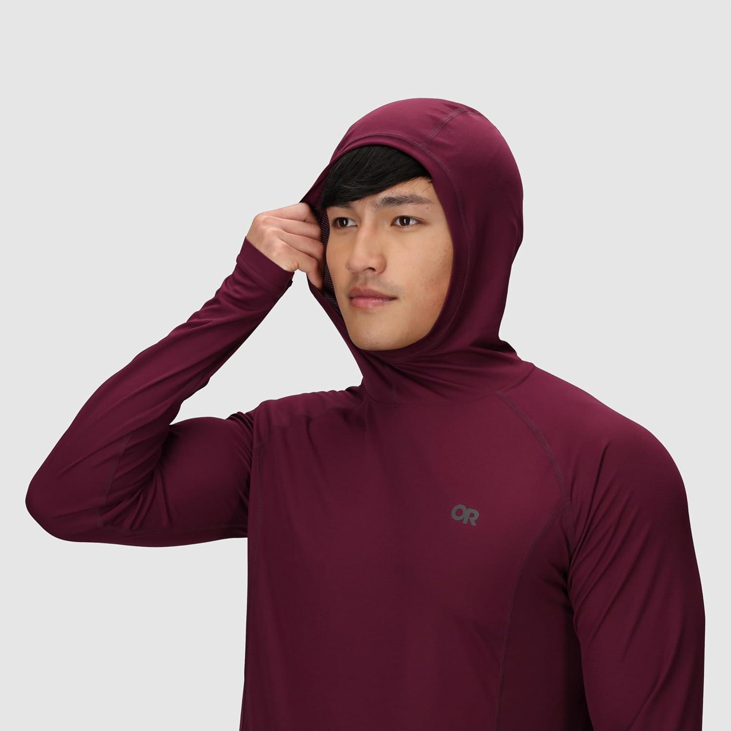 imageOutdoor Research Mens Echo Hoodie Lightweight UPF 15 Sun Shirt MoistureWicking Odor Control BreathableWinterberry