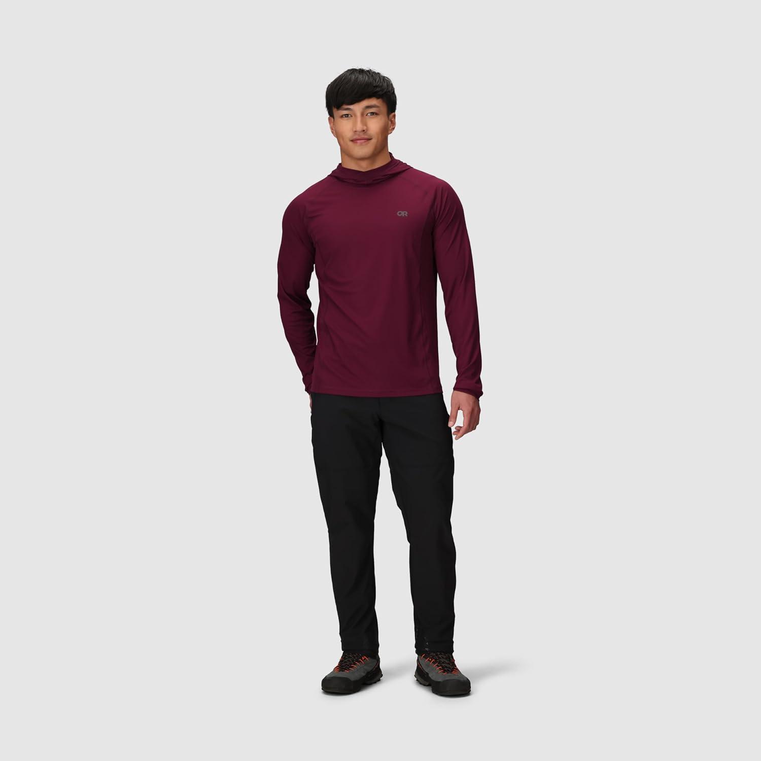 imageOutdoor Research Mens Echo Hoodie Lightweight UPF 15 Sun Shirt MoistureWicking Odor Control BreathableWinterberry