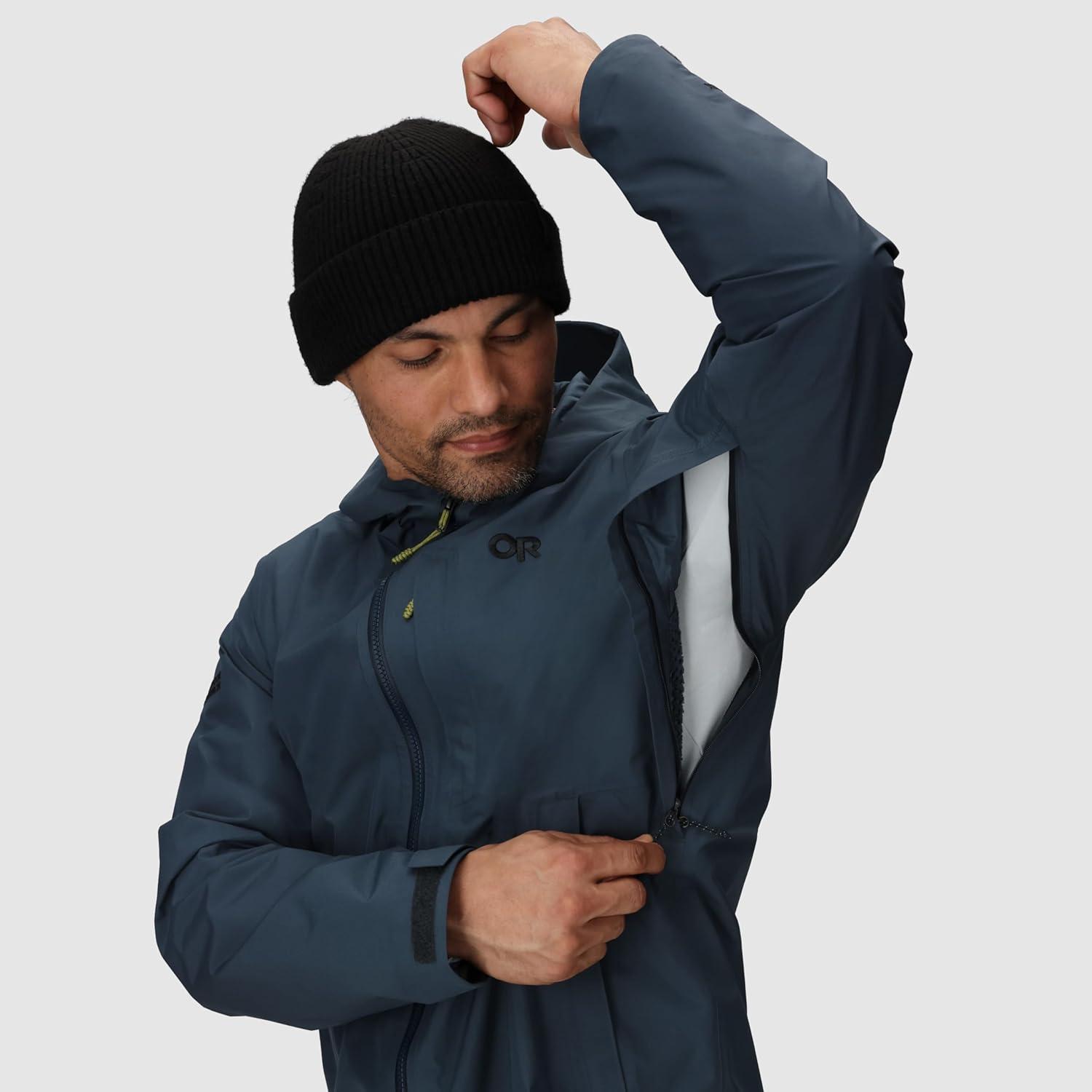 imageOutdoor Research Mens Grandridge GoreTex Jacket Waterproof Windproof Hooded Standard FitAtlantic