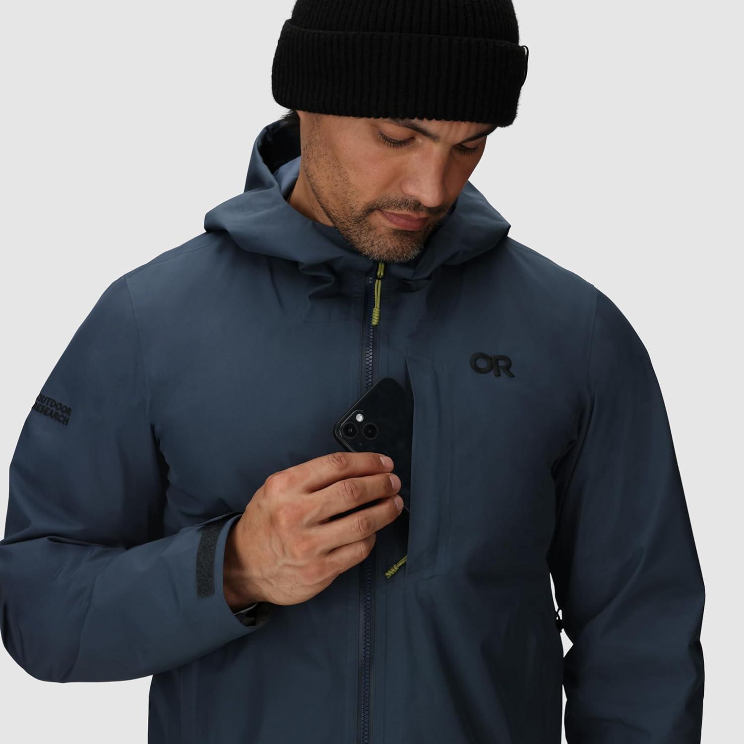 imageOutdoor Research Mens Grandridge GoreTex Jacket Waterproof Windproof Hooded Standard FitAtlantic