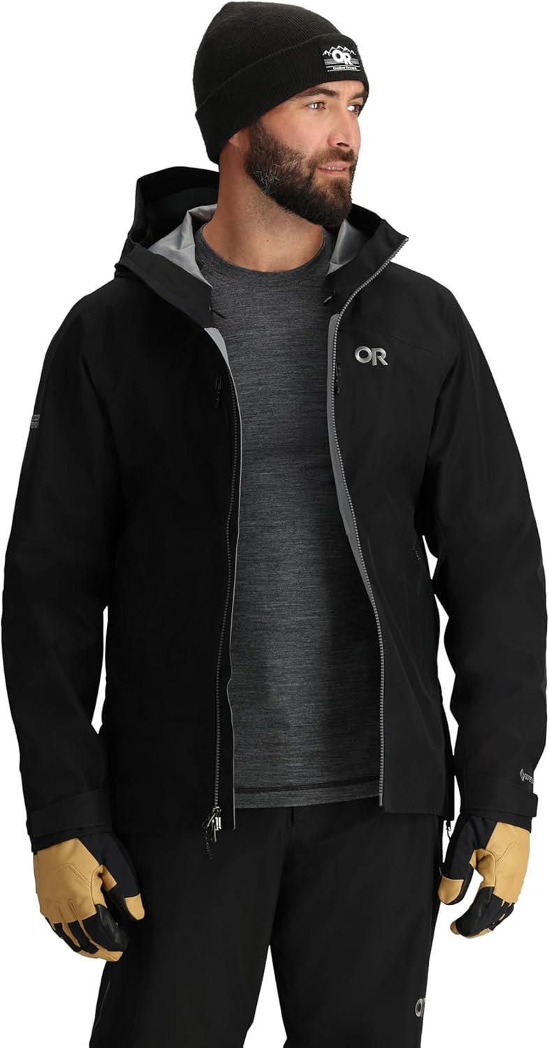 imageOutdoor Research Mens Headwall GoreTex 3L Jacket Waterproof Windproof Helmet Compatible Hood Standard FitBlack