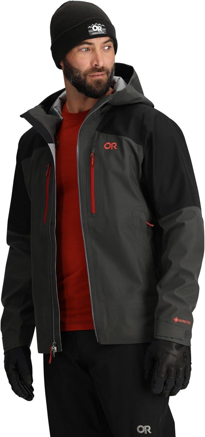 imageOutdoor Research Mens Headwall GoreTex 3L Jacket Waterproof Windproof Helmet Compatible Hood Standard FitStormBlack