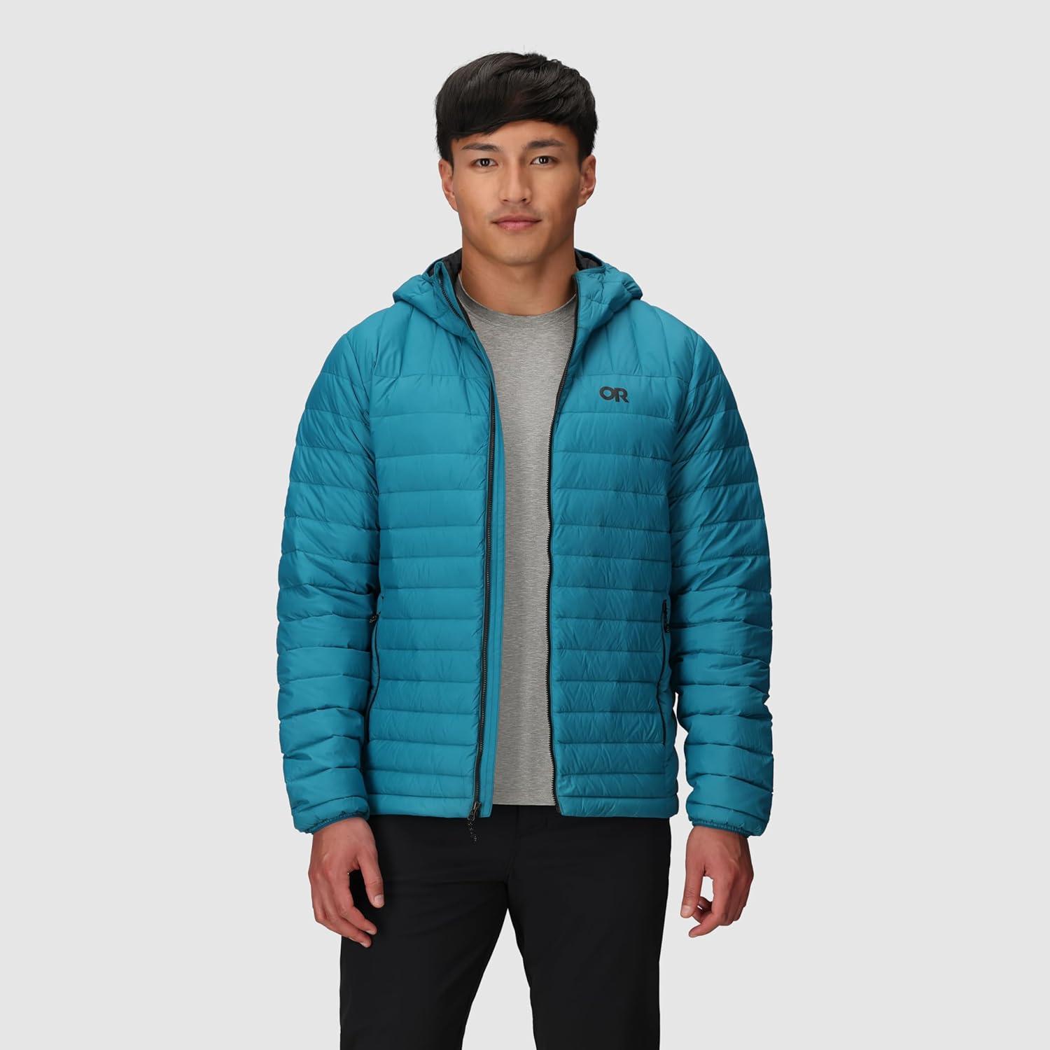 imageOutdoor Research Mens Transcendent Down Hoodie Jacket Water ampamp Wind Resistant Insulated Lightweight Standard FitAurora