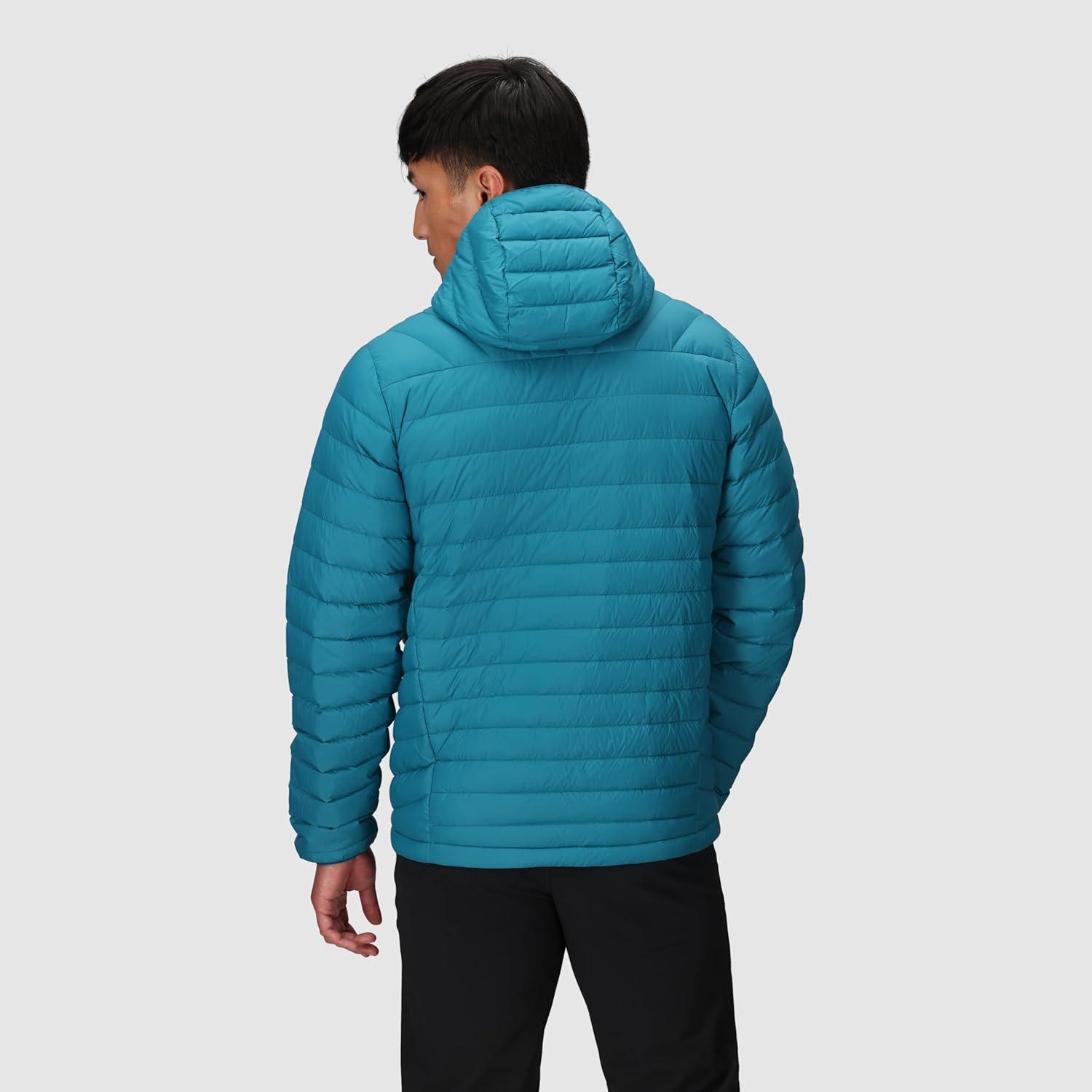 imageOutdoor Research Mens Transcendent Down Hoodie Jacket Water ampamp Wind Resistant Insulated Lightweight Standard FitAurora