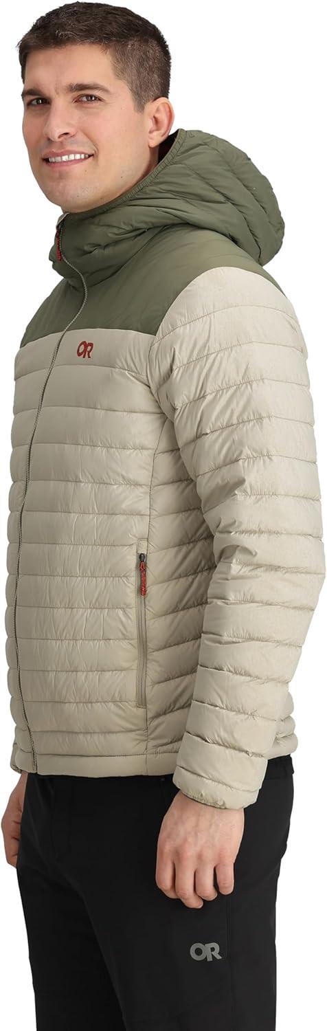 imageOutdoor Research Mens Transcendent Down Hoodie Jacket Water ampamp Wind Resistant Insulated Lightweight Standard FitPro KhakiRanger Green