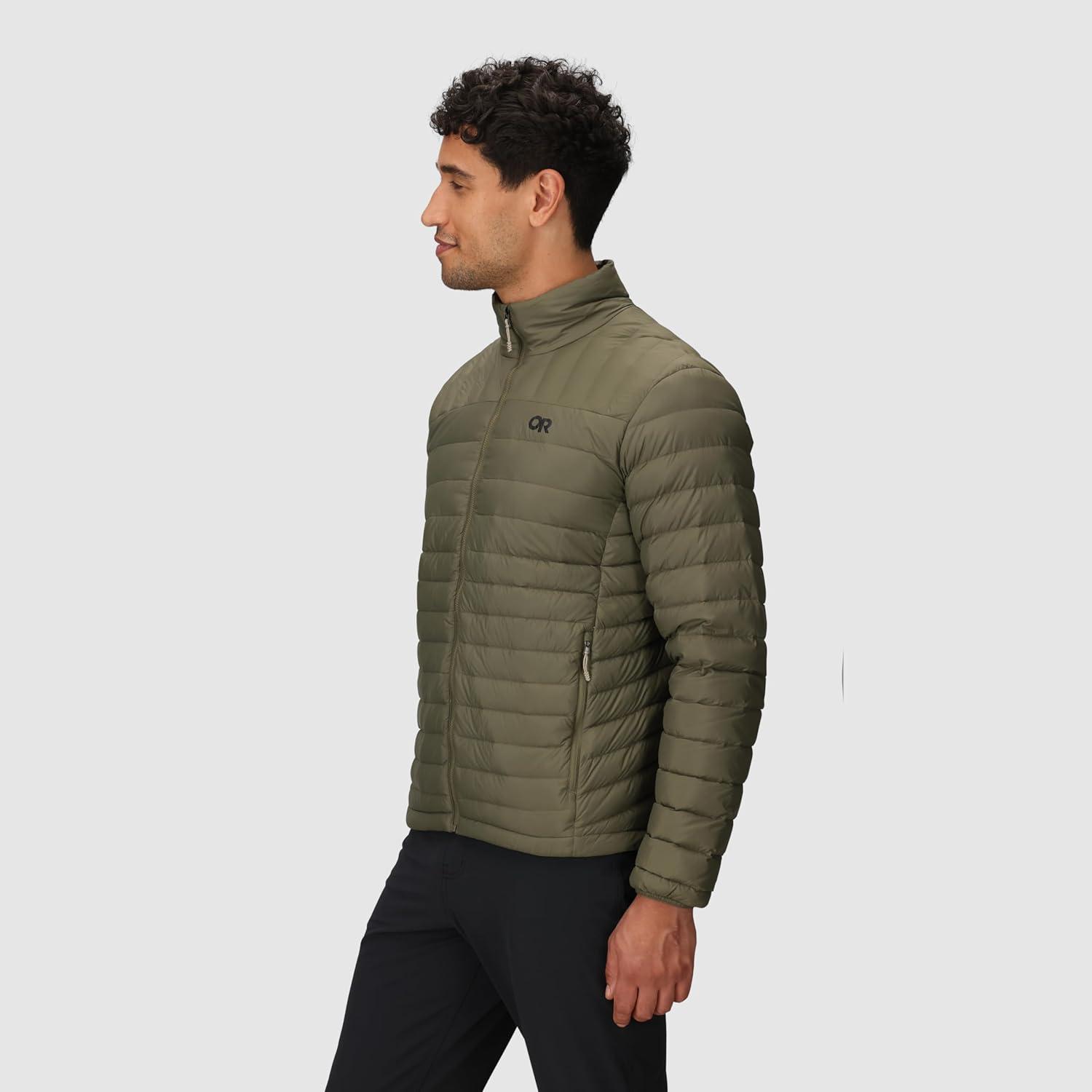 imageOutdoor Research Mens Transcendent Down Jacket Water ampamp Wind Resistant Insulated Lightweight Standard FitRanger Green