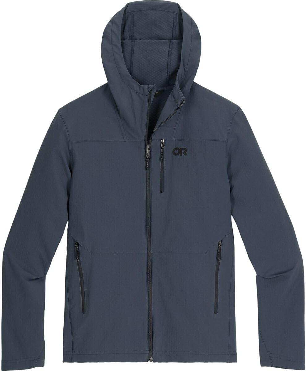 imageOutdoor Research Mens Ultima Softshell Hoodie Wind ampamp Water Resistant Abrasion Resistant Zippered Pockets UPF 50Atlantic