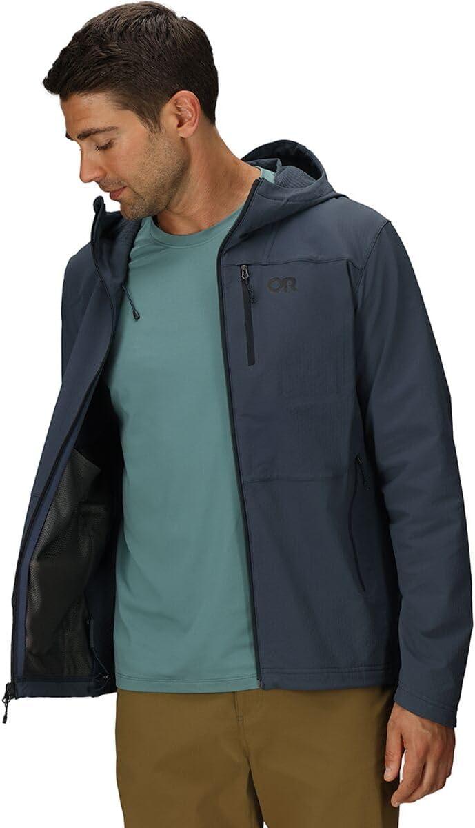 imageOutdoor Research Mens Ultima Softshell Hoodie Wind ampamp Water Resistant Abrasion Resistant Zippered Pockets UPF 50Atlantic