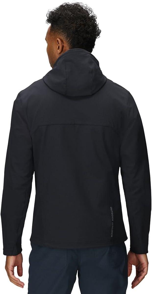imageOutdoor Research Mens Ultima Softshell Hoodie Wind ampamp Water Resistant Abrasion Resistant Zippered Pockets UPF 50Black