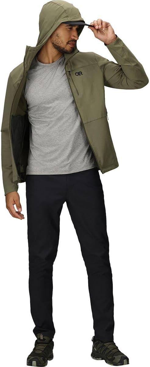 imageOutdoor Research Mens Ultima Softshell Hoodie Wind ampamp Water Resistant Abrasion Resistant Zippered Pockets UPF 50Ranger Green