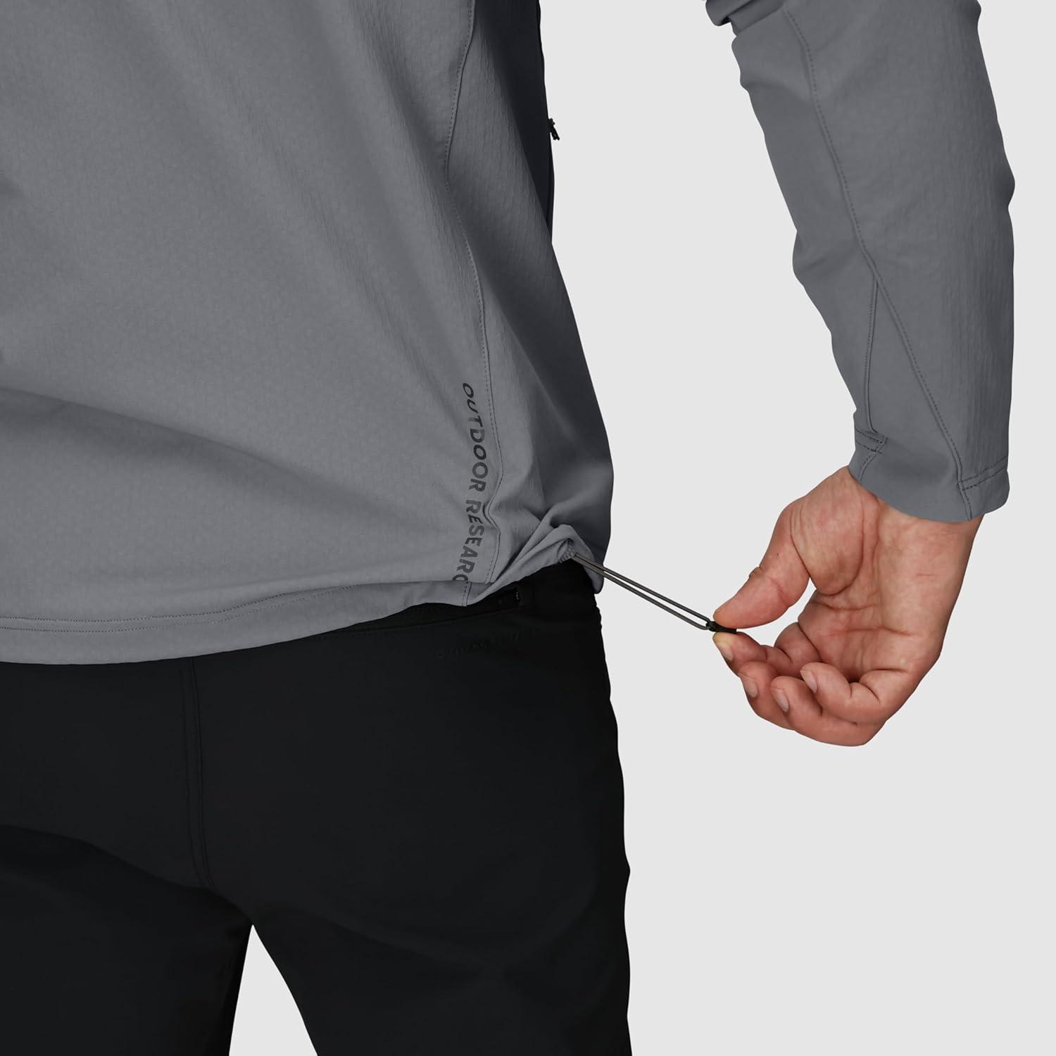 imageOutdoor Research Mens Ultima Softshell Hoodie Wind ampamp Water Resistant Abrasion Resistant Zippered Pockets UPF 50Wolf Grey