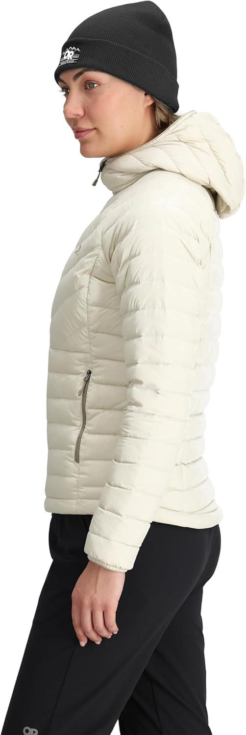 imageOutdoor Research Womens Transcendent Down Hoodie Jacket Water ampamp Wind Resistant Insulated Lightweight Standard FitOyster