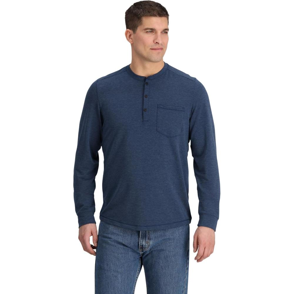 imageOutdoor Research Mens Aberdeen Long Sleeve Henley Moisture Wicking Athletic Shirt UPF 30 Sun ProtectionCenote Heather