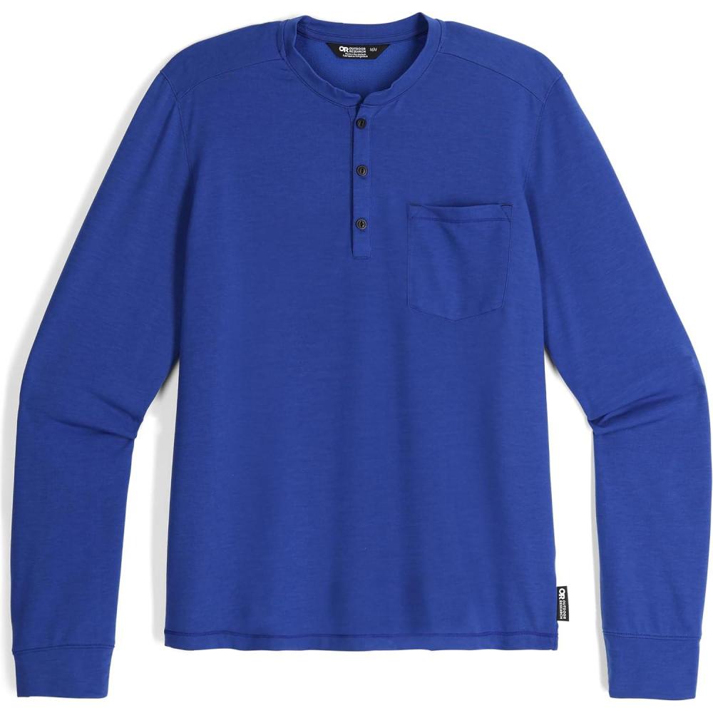 imageOutdoor Research Mens Aberdeen Long Sleeve Henley Moisture Wicking Athletic Shirt UPF 30 Sun ProtectionGalaxy Heather