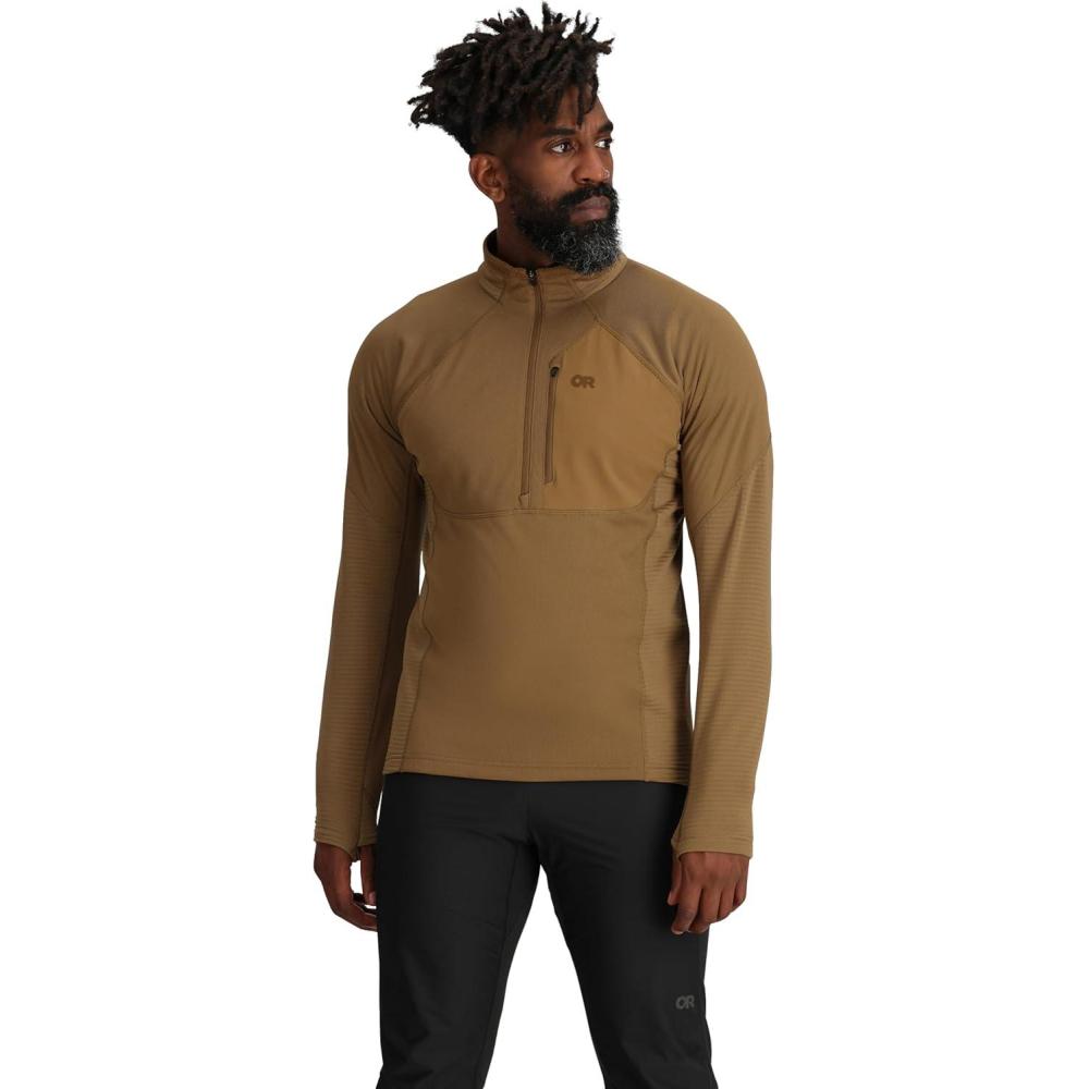 imageOutdoor Research Mens Deviator Fleece Half Zip  Temperature Regulating Fabric Moisture Wicking UPF 30Coyote