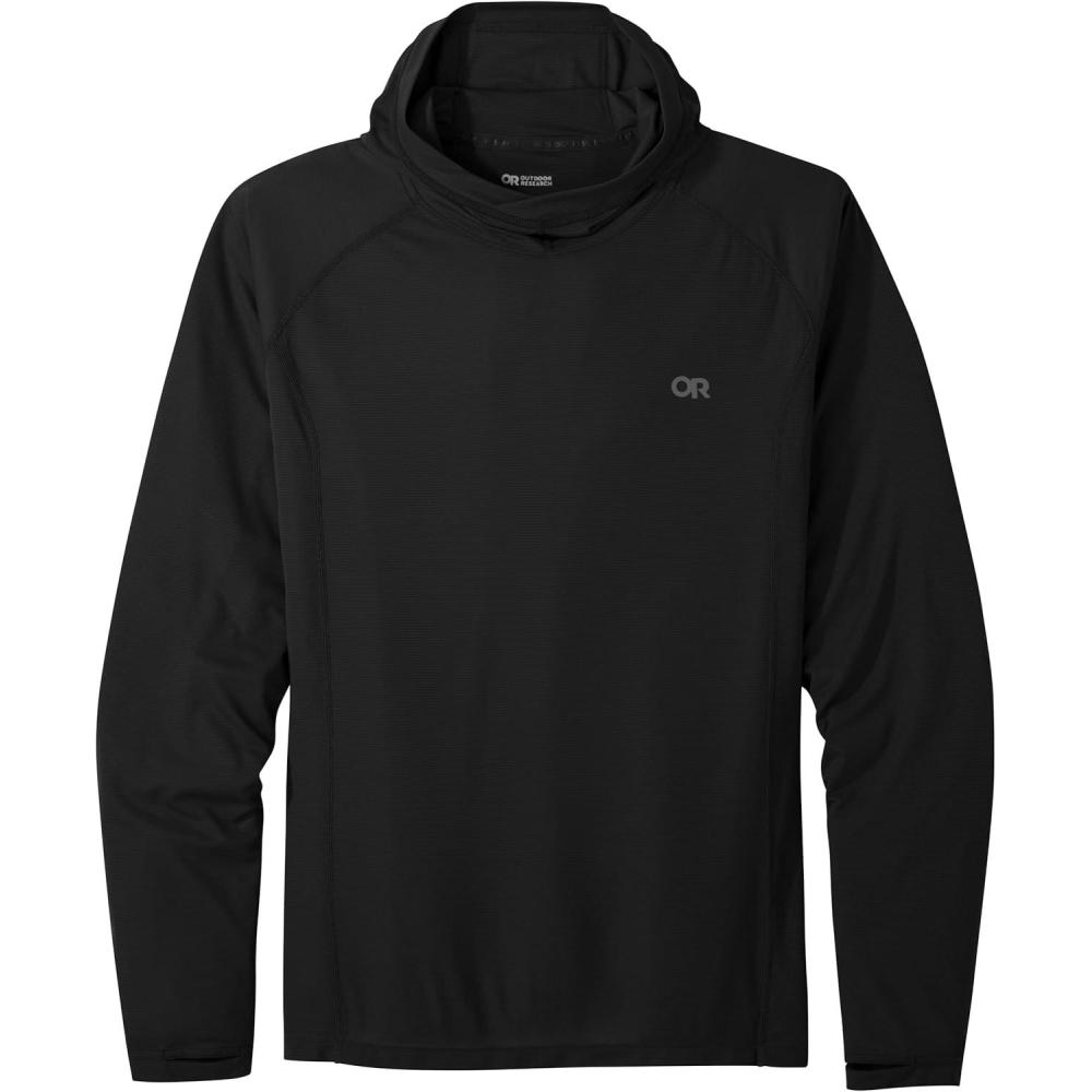 imageOutdoor Research Mens Echo Hoodie Lightweight UPF 15 Sun Shirt MoistureWicking Odor Control BreathableBlack