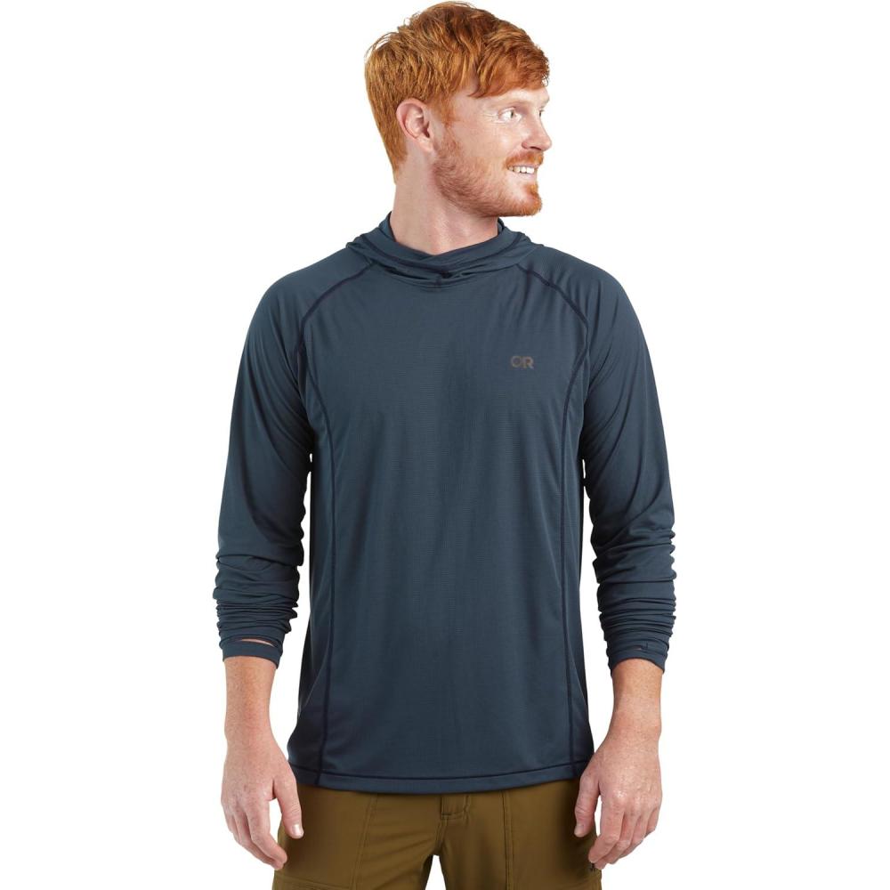 imageOutdoor Research Mens Echo Hoodie Lightweight UPF 15 Sun Shirt MoistureWicking Odor Control BreathableNaval Blue