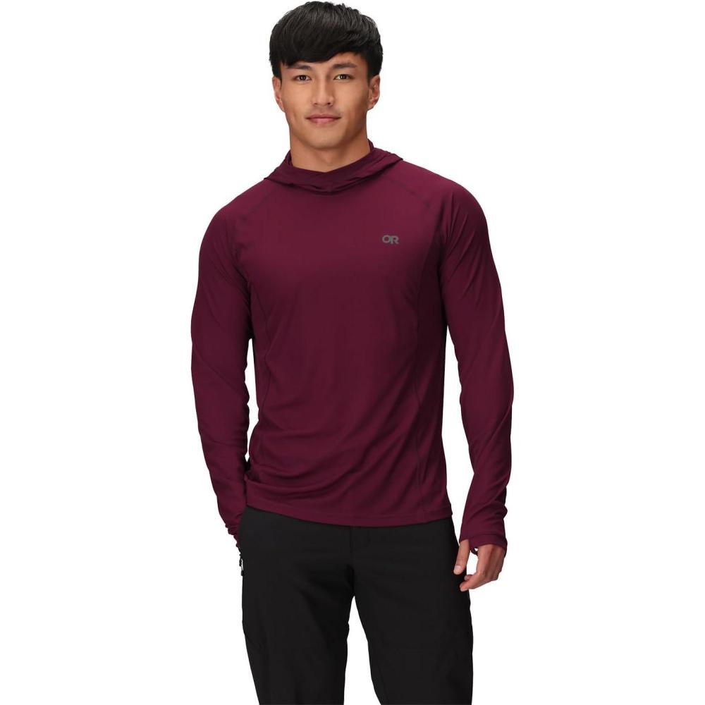 imageOutdoor Research Mens Echo Hoodie Lightweight UPF 15 Sun Shirt MoistureWicking Odor Control BreathableWinterberry