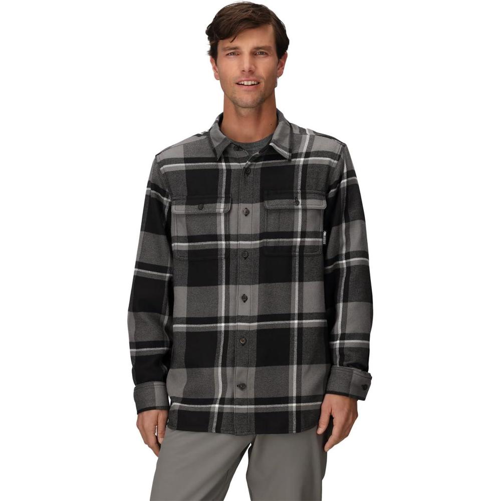 imageOutdoor Research Mens Feedback Flannel Twill ShirtBlackPewter Plaid