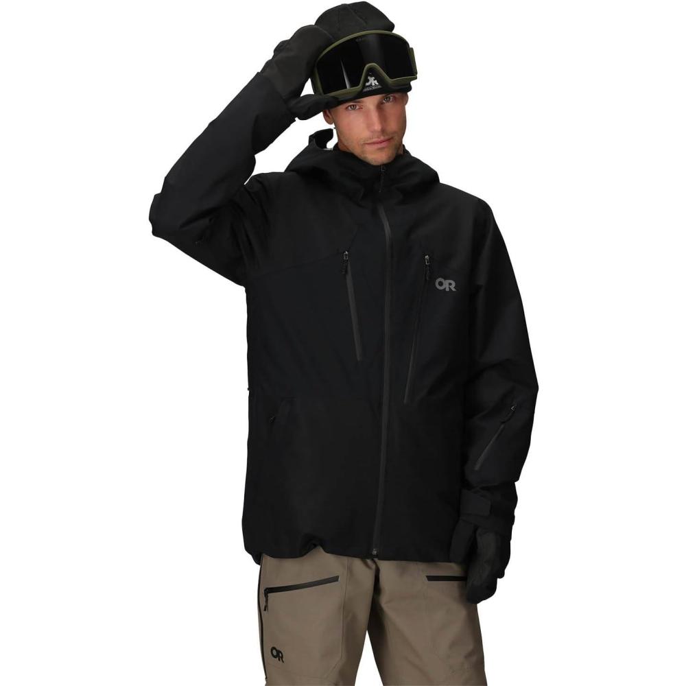 imageOutdoor Research Mens Powderverse Jacket  Waterproof Windproof Insulated Ski ampamp Snow Jacket Helmet Compatible HoodBlack