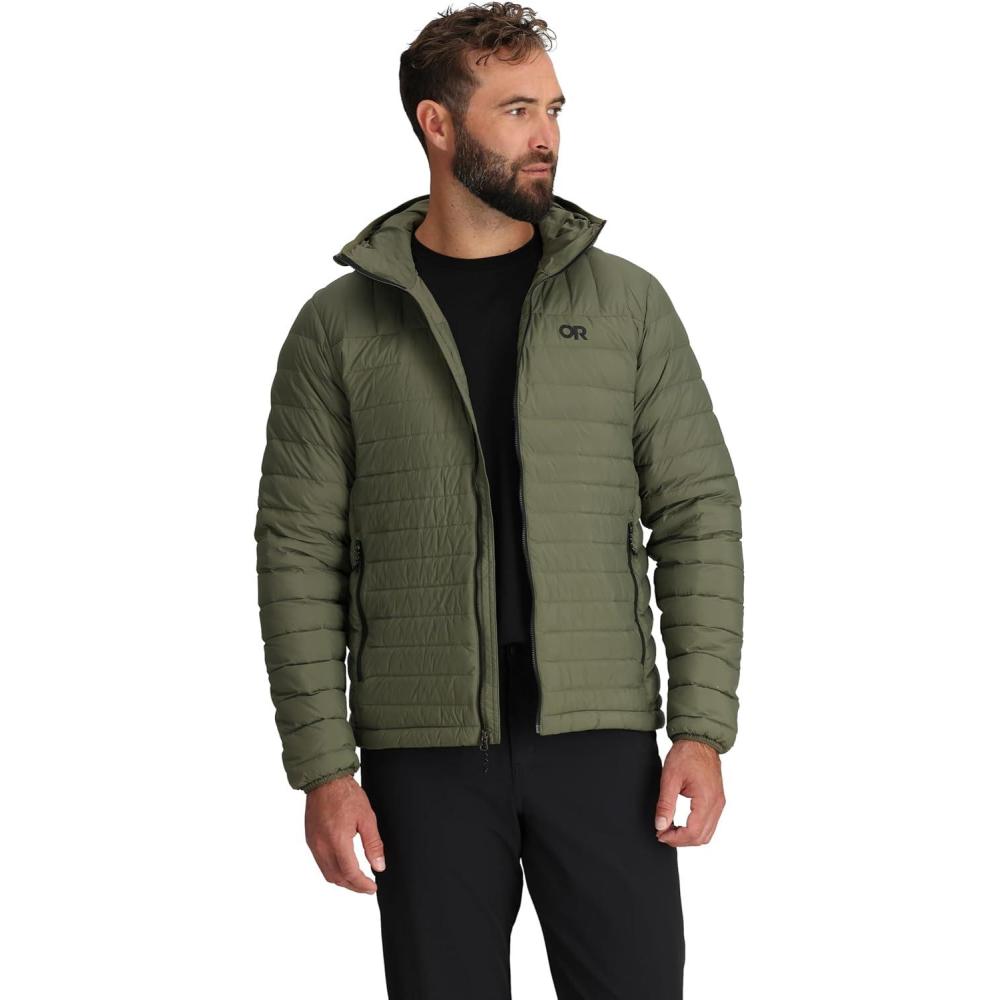imageOutdoor Research Mens Transcendent Down Hoodie Jacket Water ampamp Wind Resistant Insulated Lightweight Standard FitRanger Green