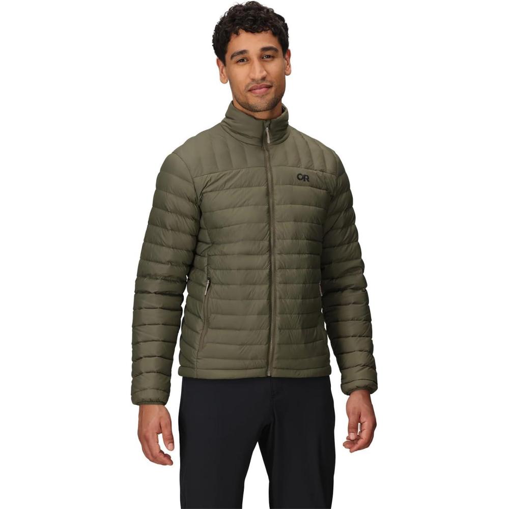 imageOutdoor Research Mens Transcendent Down Jacket Water ampamp Wind Resistant Insulated Lightweight Standard FitRanger Green