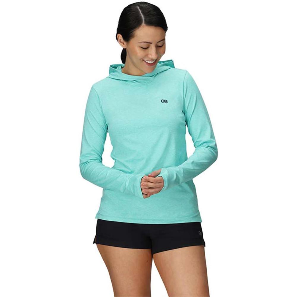 imageOutdoor Research Womens ActiveIce Spectrum Sun Hoodie SelfCooling Fabric Quick Drying Moisture Wicking UPF 50Maldives Heather