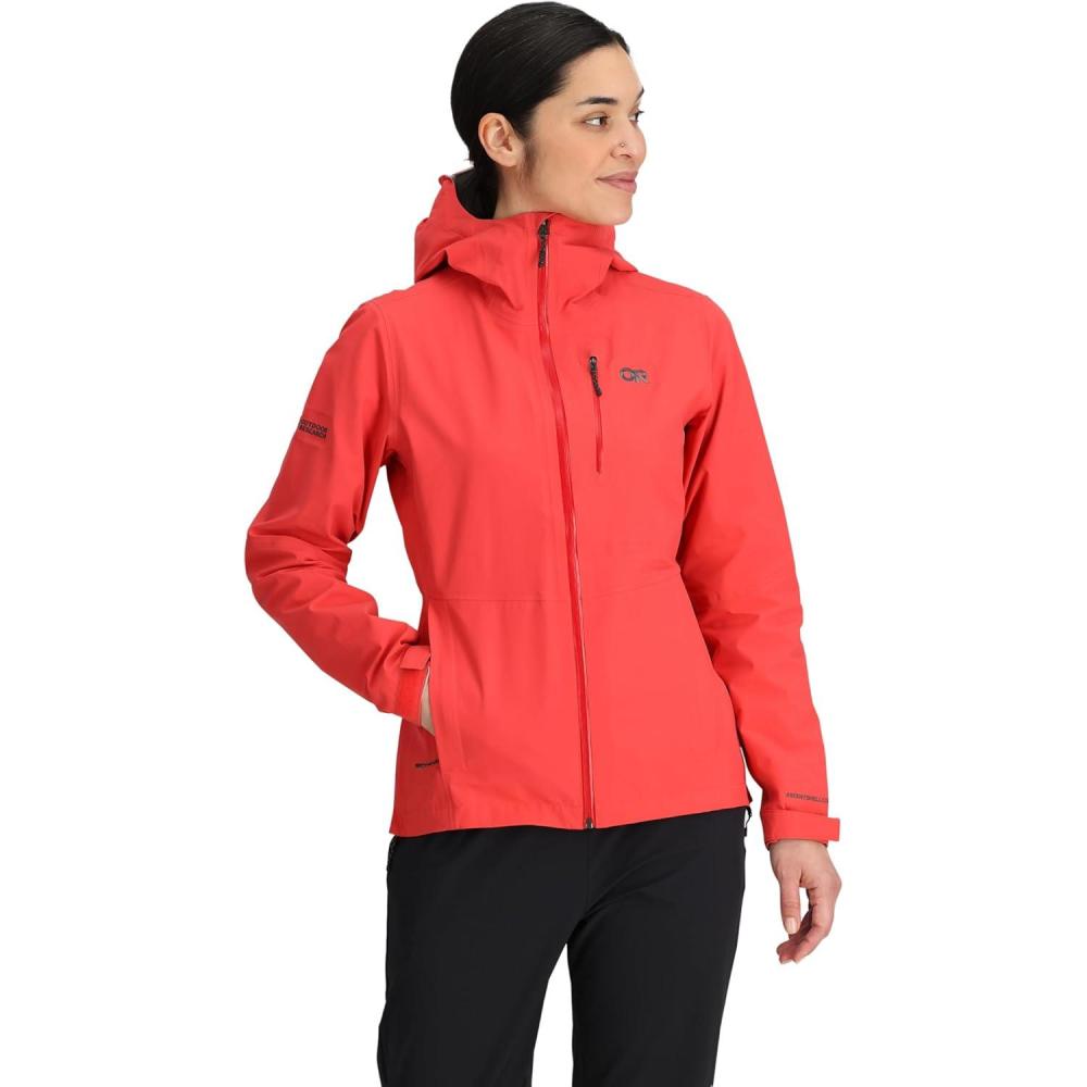 imageOutdoor Research Womens Aspire 3L Jacket  Waterproof Windproof Hooded Long Sleeve Standard FitSunrise