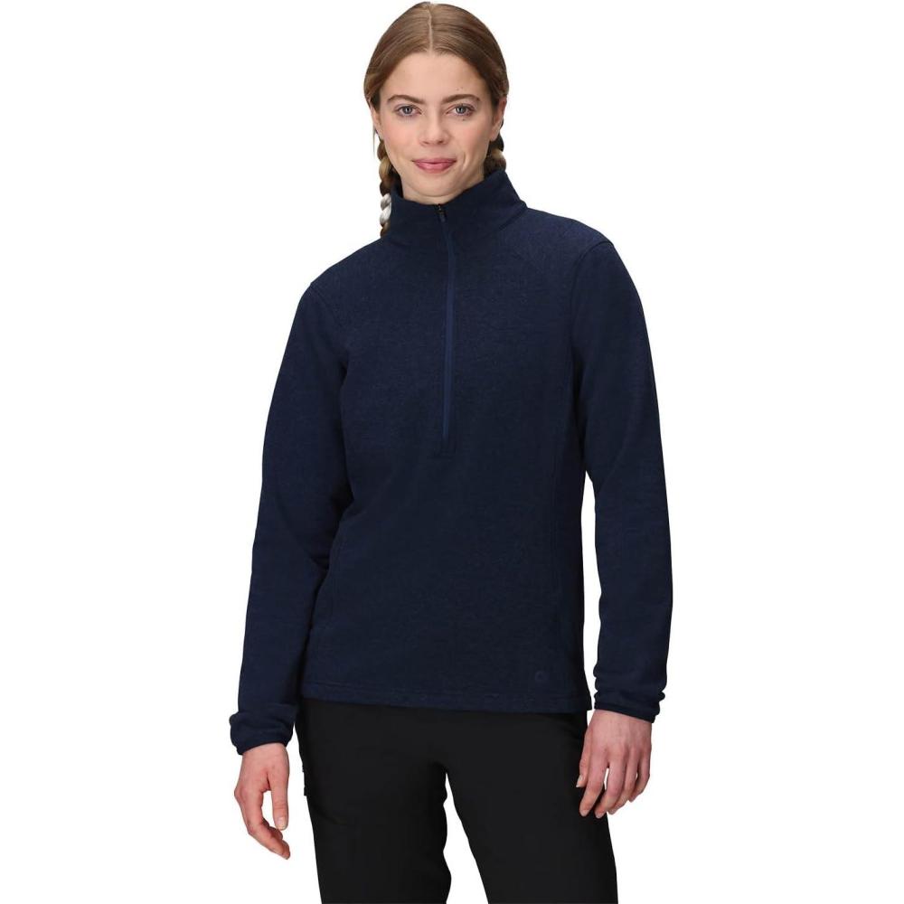 imageOutdoor Research Womens Crescent Fleece Half Zip  Merino Wool Jacket Moisture Wicking Fabric MidweightDark Navy