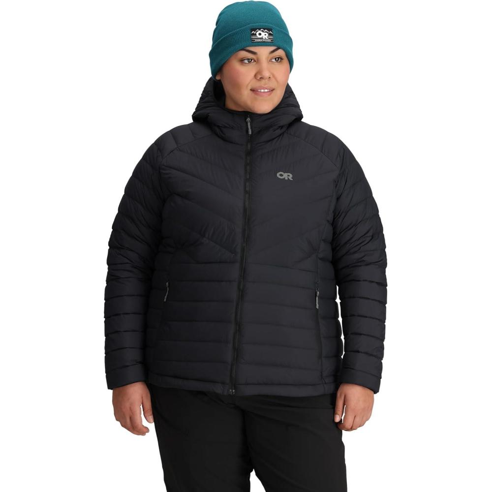 imageOutdoor Research Womens Transcendent Down Hoodie  Plus Size  Insulated Water ampamp Wind Resistant LightweightBlack