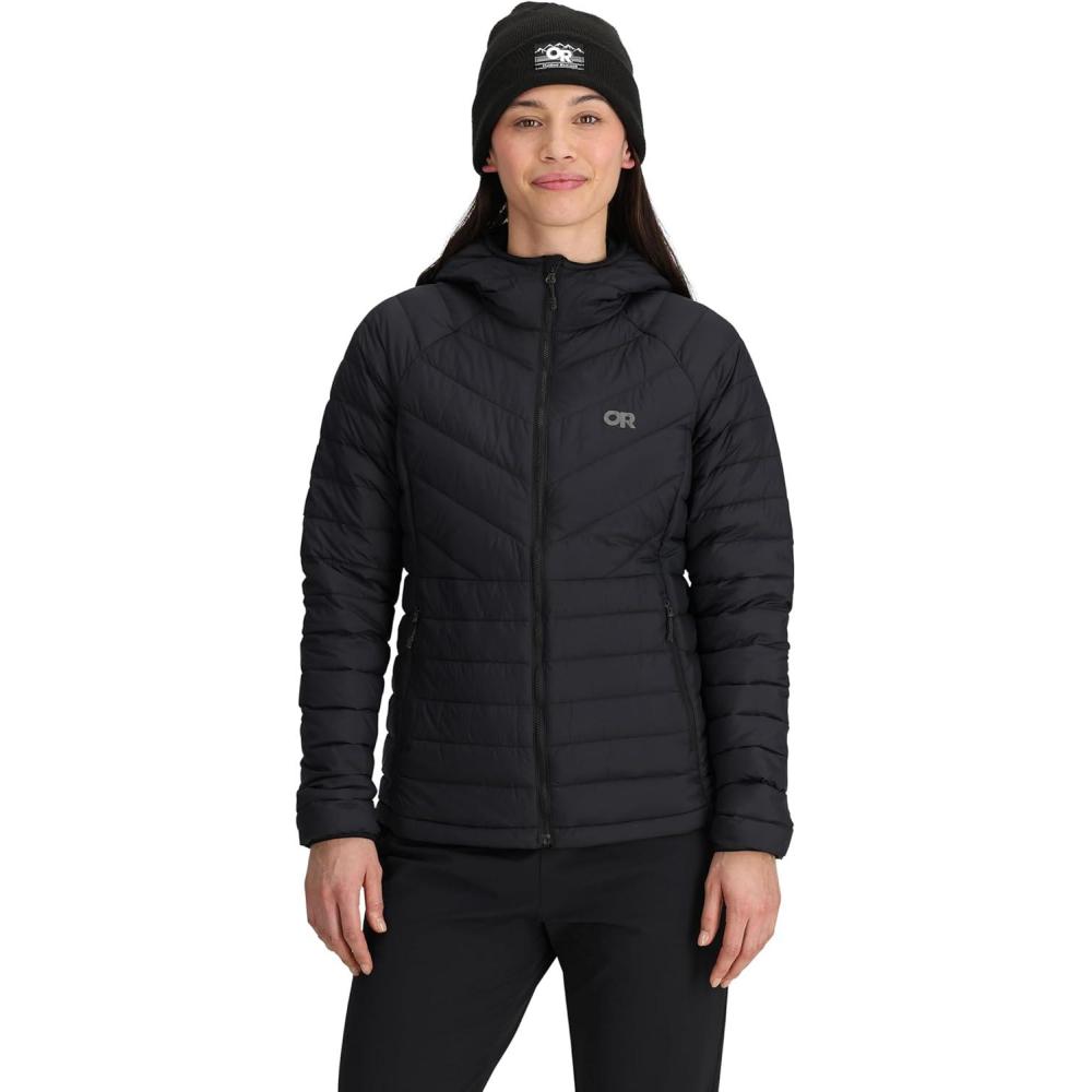 imageOutdoor Research Womens Transcendent Down Hoodie Jacket  Water ampamp Wind Resistant Insulated Lightweight Standard FitBlack