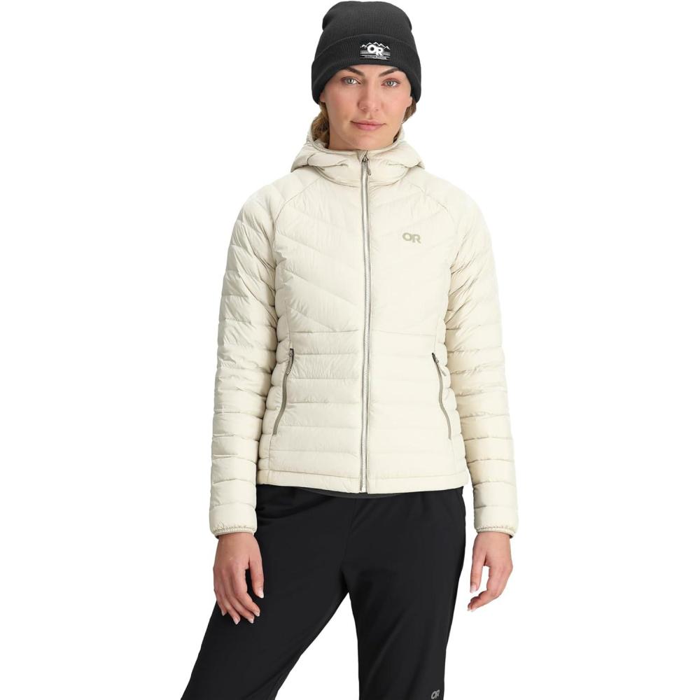 imageOutdoor Research Womens Transcendent Down Hoodie Jacket  Water ampamp Wind Resistant Insulated Lightweight Standard FitOyster
