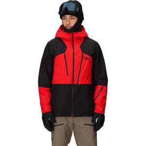 Outdoor Research Men’s Powderverse Jacket | Waterproof, Windproof, Insulated Ski & Snow Jacket, Helmet Compatible Hood(Lingonberry/Black)